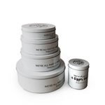 Nestled cookie tin set: large tin contains smaller tins inside, optimizing shipping space and cost.