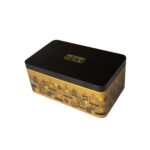 Premium gold metal tea caddy designed for Harney and Sons style loose tea