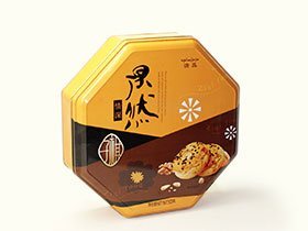 Octangular metal tin box for cookies by leading tin box manufacturer.