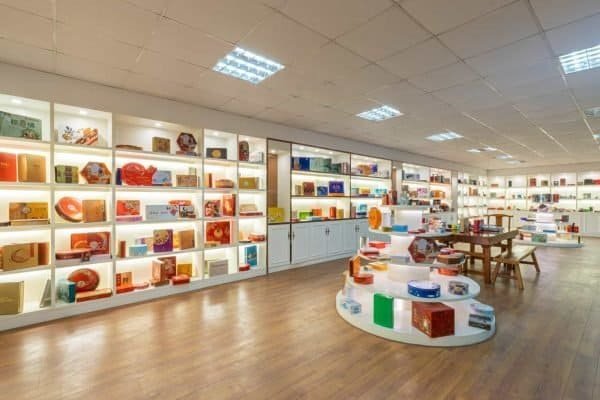 TDTIN showroom with a variety of tin boxes on display